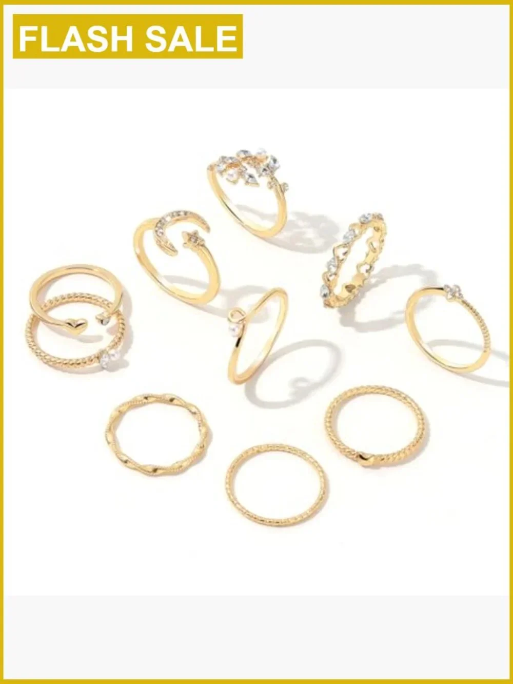 Dainty Stackable Ring Set Moon Star Heart Butterfly Boho Jewelry